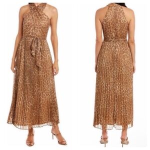 Taylor Leopard Print Pleated Maxi Dress